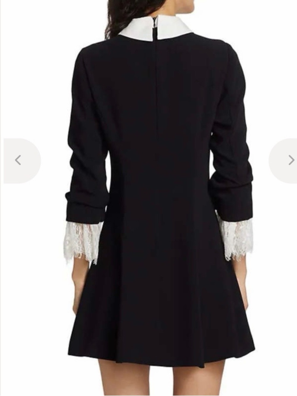 cinq a sept Black Dress with White Collar and Lace Cuffs - Picture 6 of 7